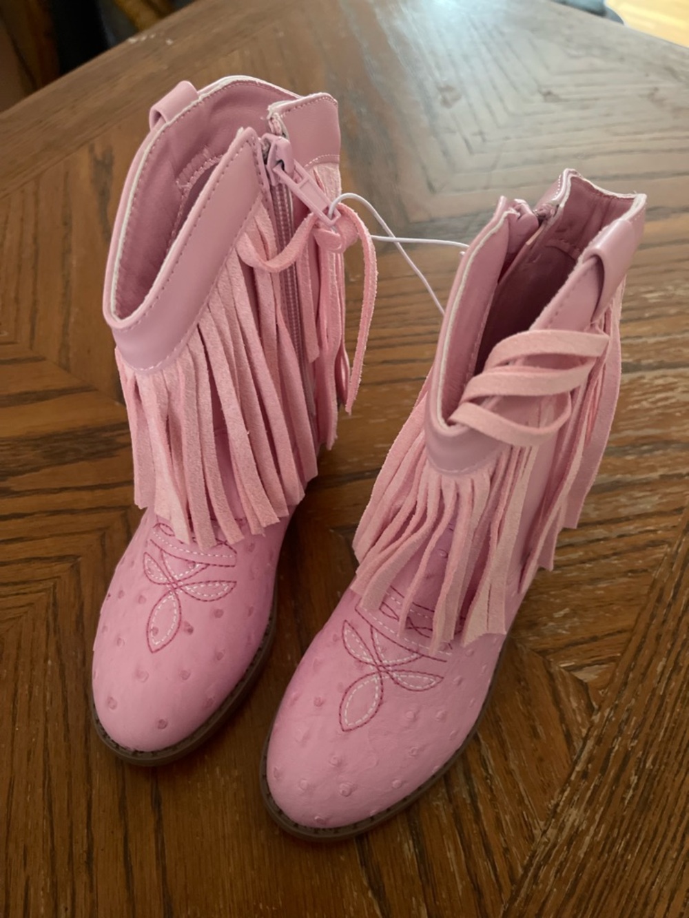 PAWZ Pink Fringe Kids Cowboy Boots